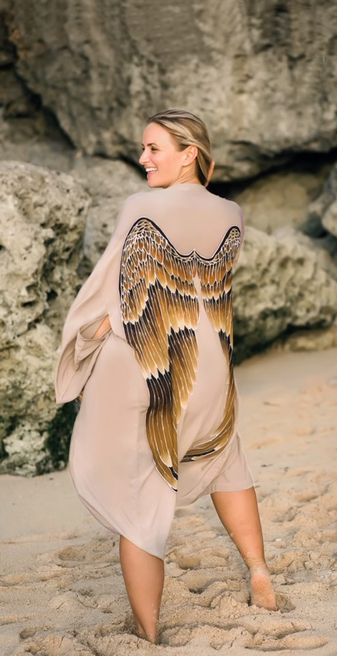 angel wing everyday kimono - champagne