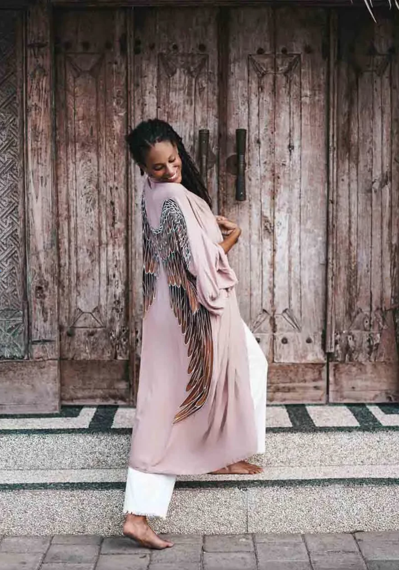 angel wing everyday kimono - rose