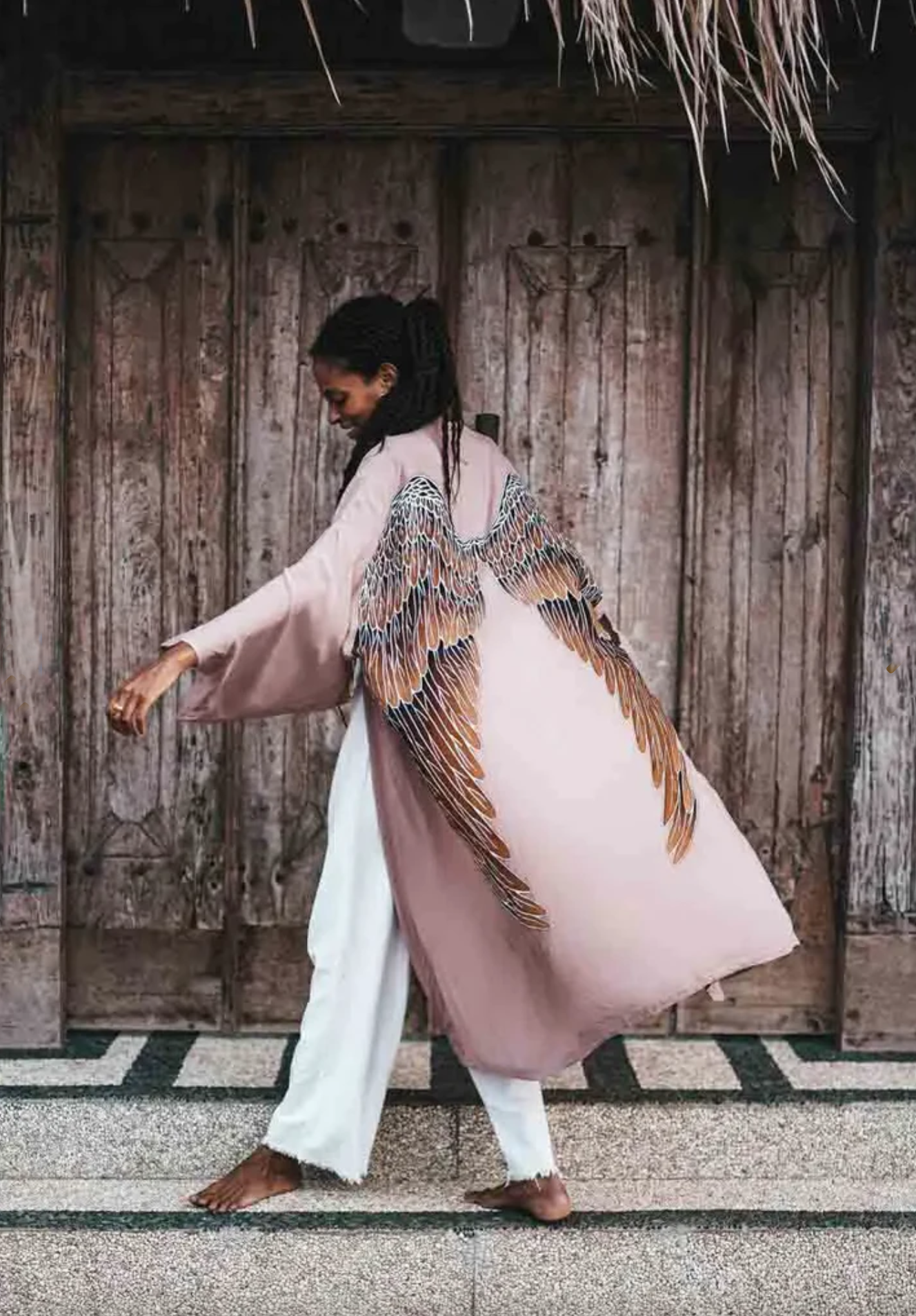 angel wing everyday kimono - rose