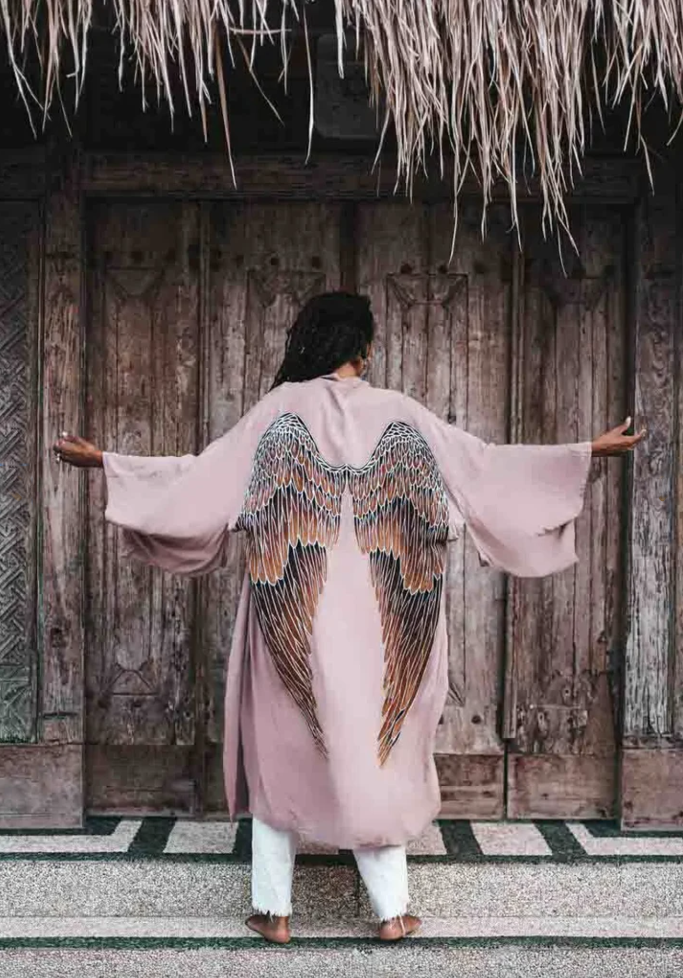 angel wing everyday kimono - rose